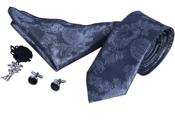 Random_Stripe_Mens_Tie_Set_Solid_Paisley_Silk_Striped_Necktie_for_Men_with_Cufflinks_Tie_and_Pocket_Square_set_(Pack_of_4)