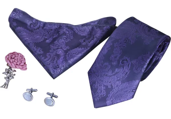 Random_Stripe_Mens_Tie_Set_Solid_Paisley_Silk_Striped_Necktie_for_Men_with_Cufflinks_Tie_and_Pocket_Square_set_(Pack_of_4)