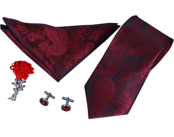 Random_Stripe_Mens_Tie_Set_Solid_Paisley_Silk_Striped_Necktie_for_Men_with_Cufflinks_Tie_and_Pocket_Square_set_(Pack_of_4)