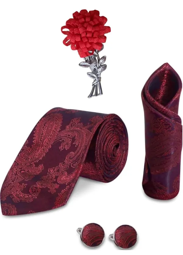 Random_Stripe_Mens_Tie_Set_Solid_Paisley_Silk_Striped_Necktie_for_Men_with_Cufflinks_Tie_and_Pocket_Square_set_(Pack_of_4)
