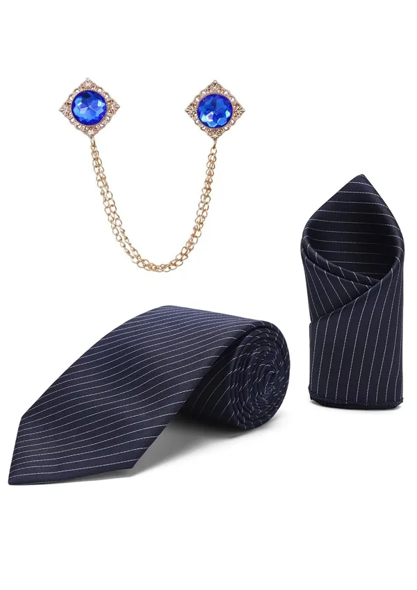 Random_Stripe_Necktie_Set_With_Pocket_Square_Lapel_Double_Chain_Brooch_Micro_fiber_Self-Lining