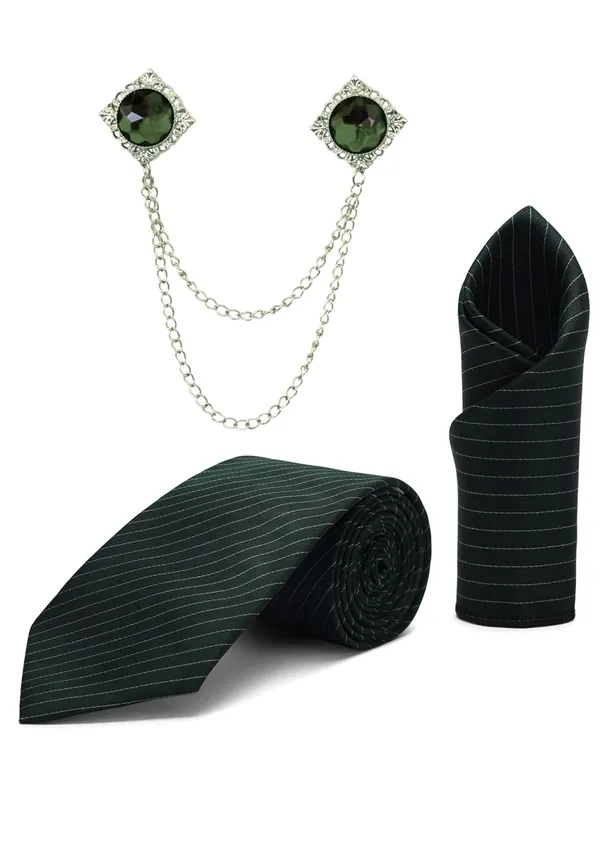 Random_Stripe_Necktie_Set_With_Pocket_Square_Lapel_Double_Chain_Brooch_Micro_fiber_Self-Lining