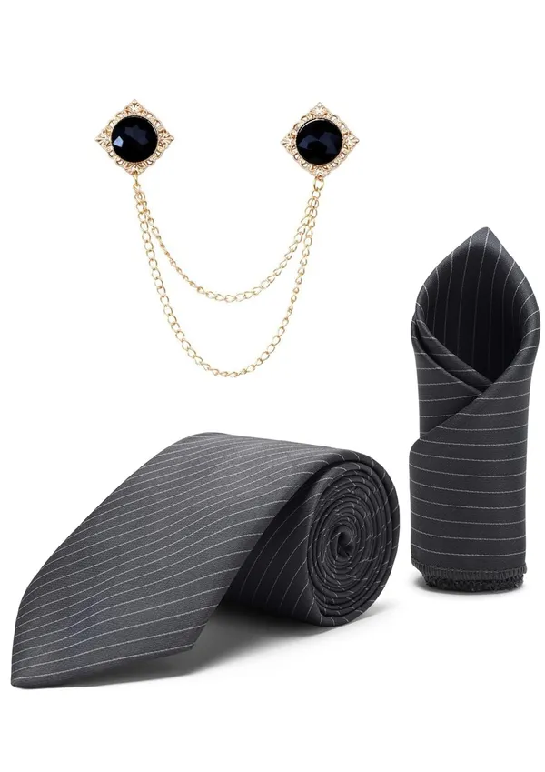 Random_Stripe_Necktie_Set_With_Pocket_Square_Lapel_Double_Chain_Brooch_Micro_fiber_Self-Lining