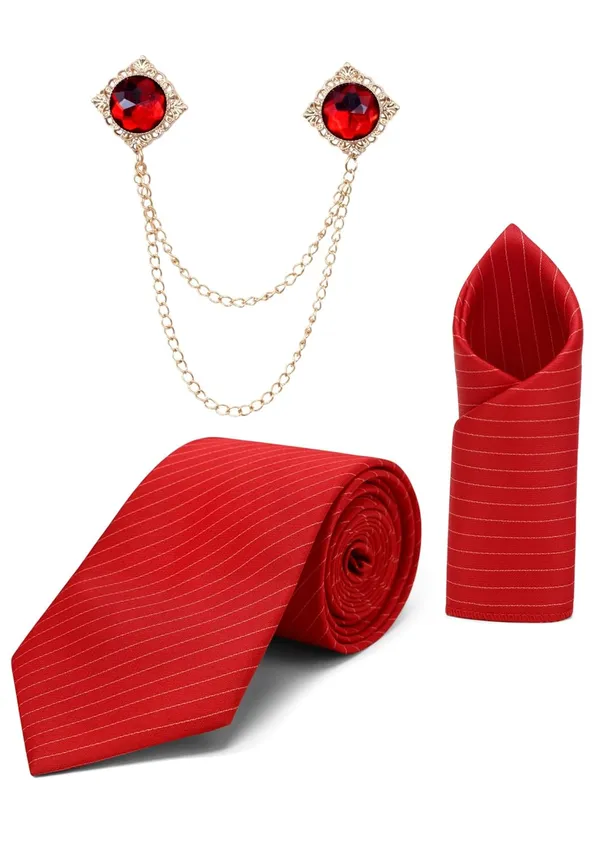 Random_Stripe_Necktie_Set_With_Pocket_Square_Lapel_Double_Chain_Brooch_Micro_fiber_Self-Lining