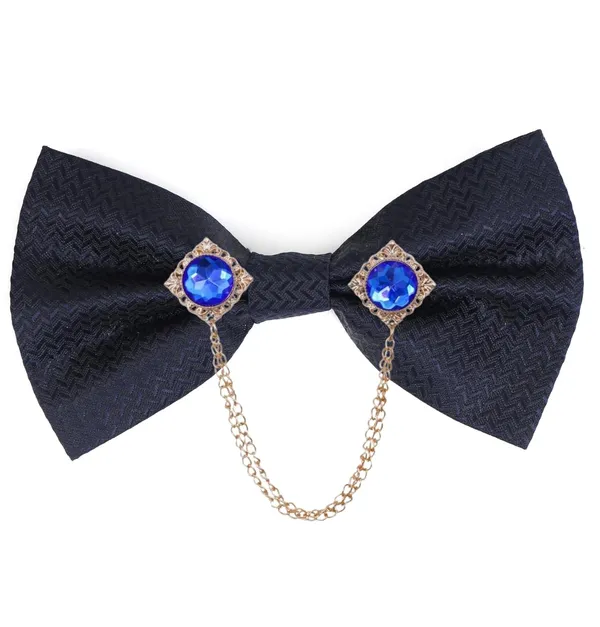 Men_Premium_Designer_Bow_Tie_with_Dual_Chain_&_Gemstone_Brooch_|_Adjustable_Pre-Tied_Bow_Tie
