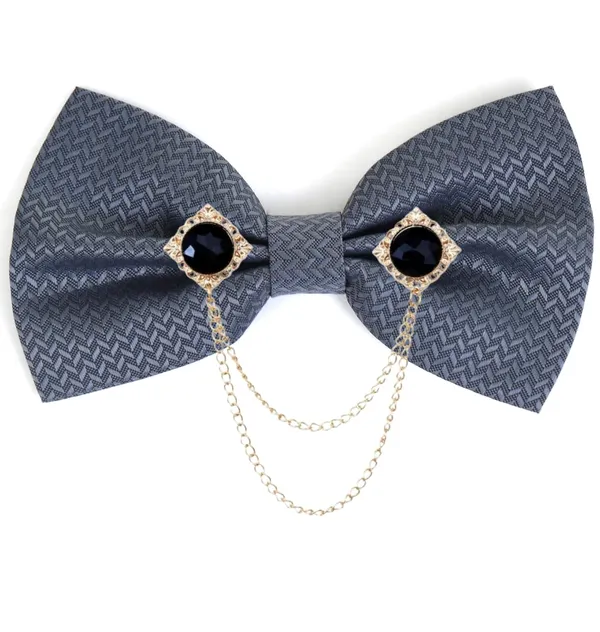 Men_Premium_Designer_Bow_Tie_with_Dual_Chain_&_Gemstone_Brooch_|_Adjustable_Pre-Tied_Bow_Tie