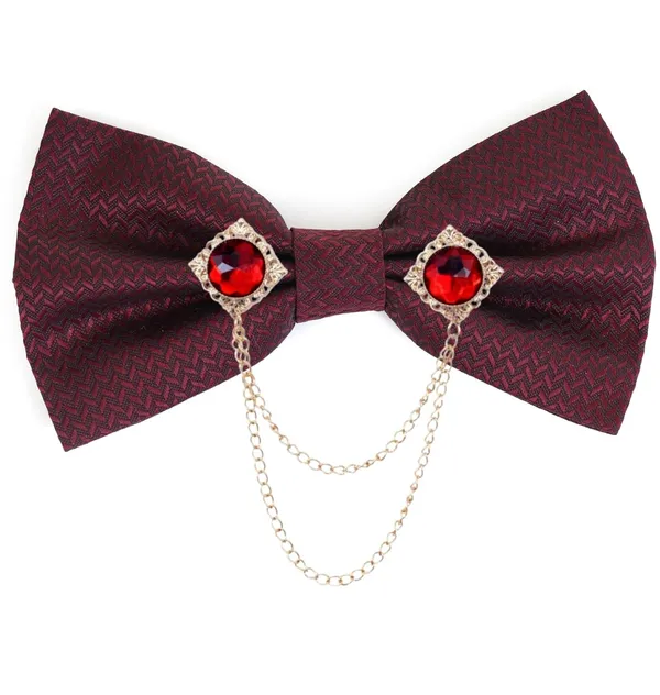 Men_Premium_Designer_Bow_Tie_with_Dual_Chain_&_Gemstone_Brooch_|_Adjustable_Pre-Tied_Bow_Tie