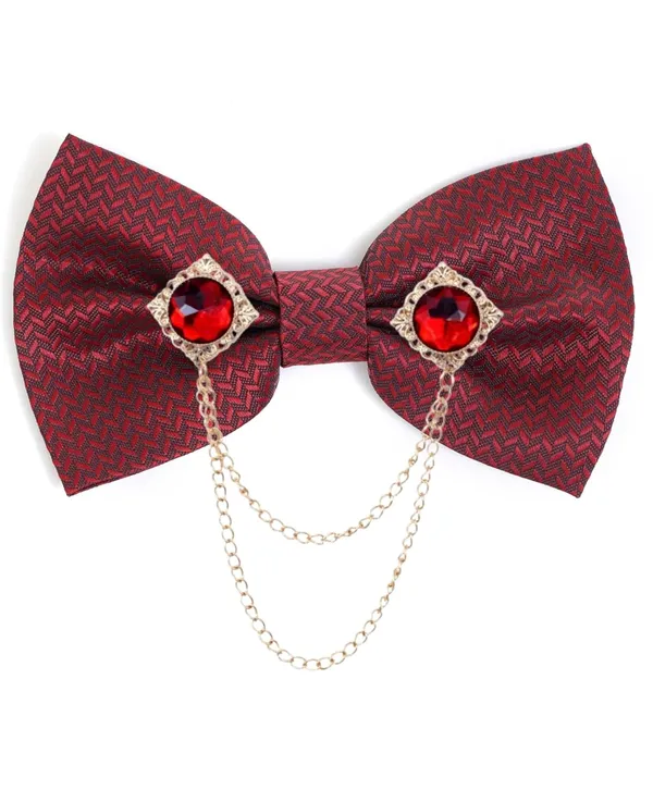 Men_Premium_Designer_Bow_Tie_with_Dual_Chain_&_Gemstone_Brooch_|_Adjustable_Pre-Tied_Bow_Tie