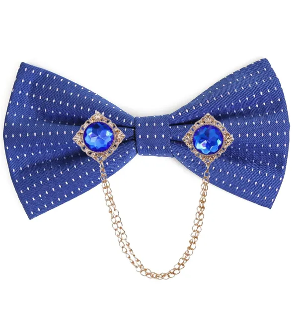 Luxury_Designer_Bow_Tie_with_Gold_Chain_&_Gem_|_Premium_Satin_Bow_Tie_for_Men_|_Wedding,_Party_&_Formal_Wear_Accessory._Polka-Dots