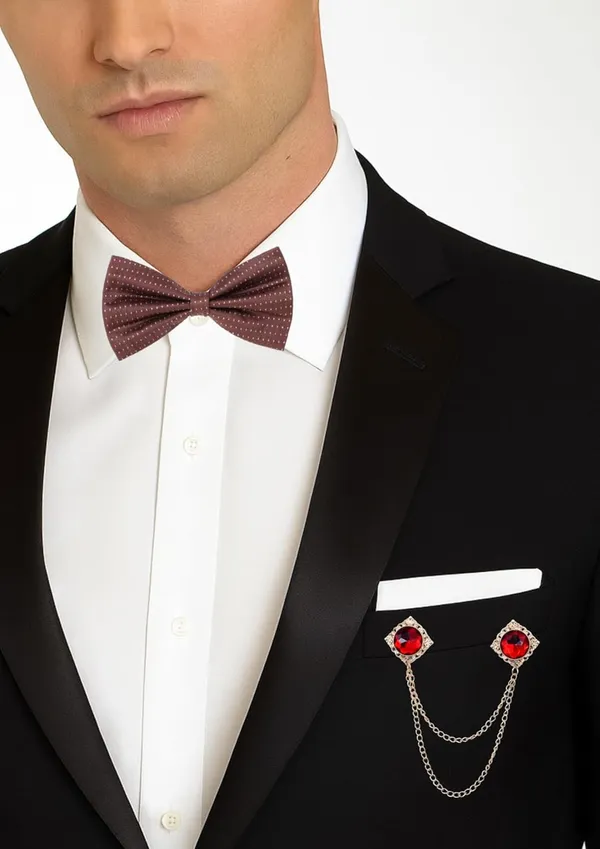 Luxury_Designer_Bow_Tie_with_Gold_Chain_&_Gem_|_Premium_Satin_Bow_Tie_for_Men_|_Wedding,_Party_&_Formal_Wear_Accessory._Polka-Dots