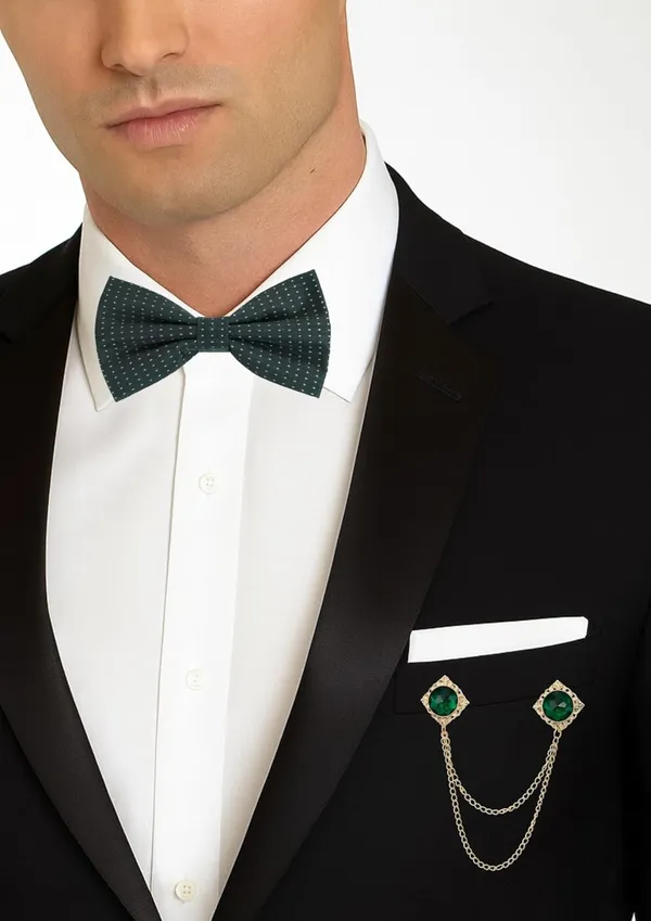Luxury_Designer_Bow_Tie_with_Gold_Chain_&_Gem_|_Premium_Satin_Bow_Tie_for_Men_|_Wedding,_Party_&_Formal_Wear_Accessory._Polka-Dots