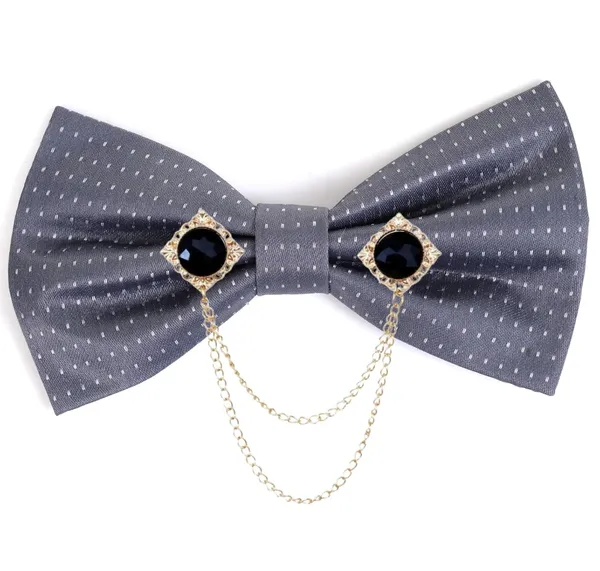 Luxury_Designer_Bow_Tie_with_Gold_Chain_&_Gem_|_Premium_Satin_Bow_Tie_for_Men_|_Wedding,_Party_&_Formal_Wear_Accessory._Polka-Dots