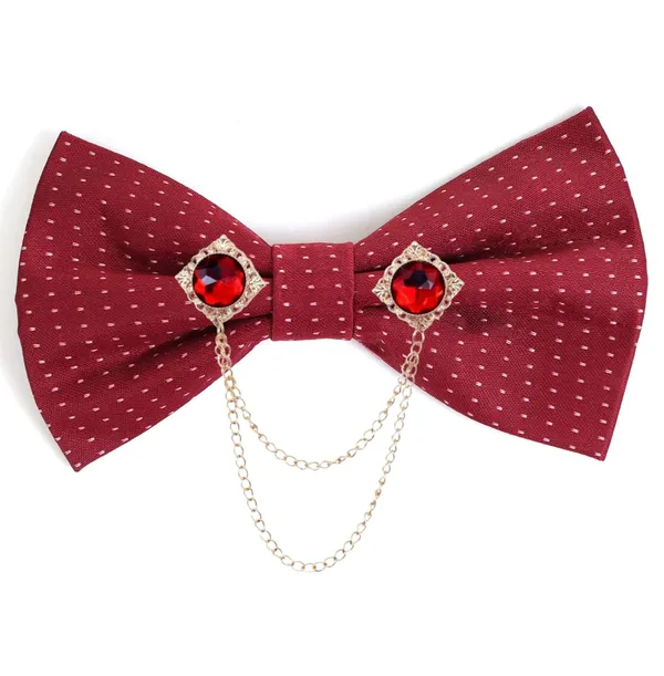 Luxury_Designer_Bow_Tie_with_Gold_Chain_&_Gem_|_Premium_Satin_Bow_Tie_for_Men_|_Wedding,_Party_&_Formal_Wear_Accessory._Polka-Dots