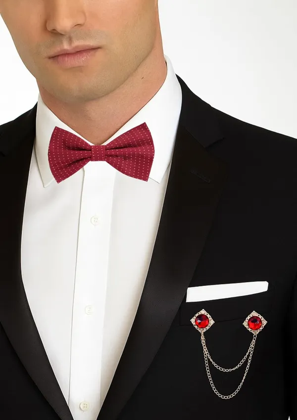 Luxury_Designer_Bow_Tie_with_Gold_Chain_&_Gem_|_Premium_Satin_Bow_Tie_for_Men_|_Wedding,_Party_&_Formal_Wear_Accessory._Polka-Dots