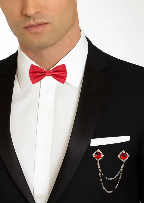 Luxury_Designer_Bow_Tie_with_Gold_Chain_&_Gem_|_Premium_Satin_Bow_Tie_for_Men_|_Wedding,_Party_&_Formal_Wear_Accessory._Polka-Dots