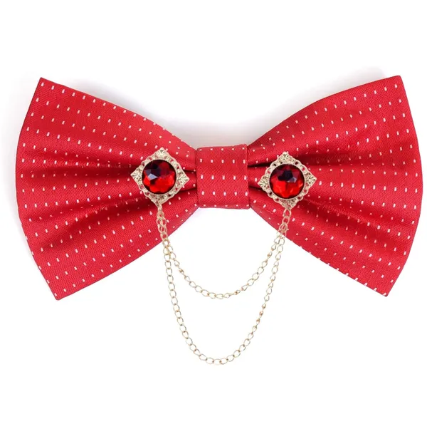 Luxury_Designer_Bow_Tie_with_Gold_Chain_&_Gem_|_Premium_Satin_Bow_Tie_for_Men_|_Wedding,_Party_&_Formal_Wear_Accessory._Polka-Dots