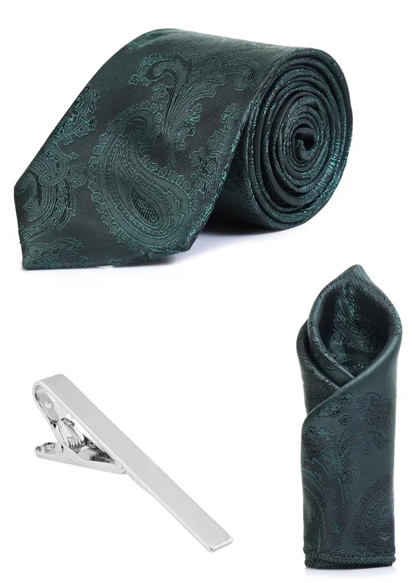 Necktie_With_Pocket_Square_&_TiePin_Silver_Plated_Jacquard_Self-Design_Stylish_Combo_Set_Available_in_16_Elegant_Colors