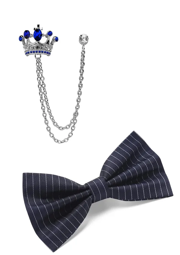 Bow_Tie_For_Men_With_Stylish_Brooch_Double_Chain_Pack_of_2_Self_Lining_Fabric