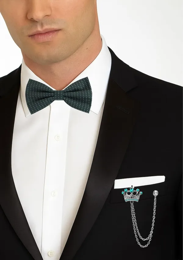 Bow_Tie_For_Men_&_Women_With_Stylish_Double_Chain_Brooch_(Pack_of_2)