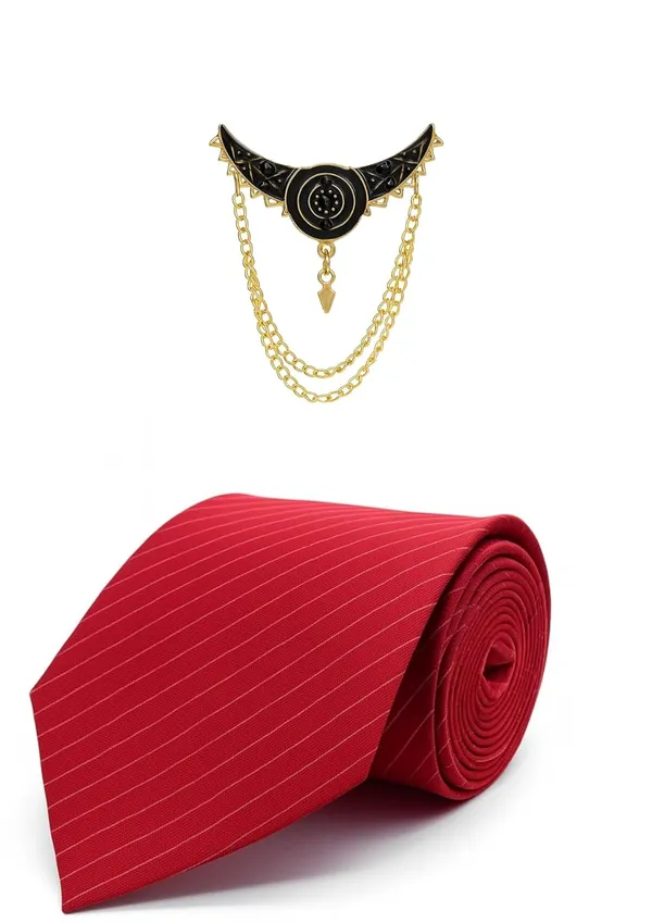 Premium_Men_Necktie_with_Brooch_|_Black_Striped_Silk_Tie_for_Wedding,_Party_&_Office_Wear_|_7_Elegant_Colors
