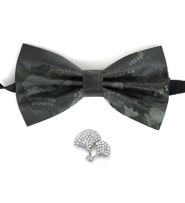 Bow_Tie_With_Brooch_Set_For_Men_World_Map_Self-Design_Fabric_Pack_of_2_Elegant_12_Colors