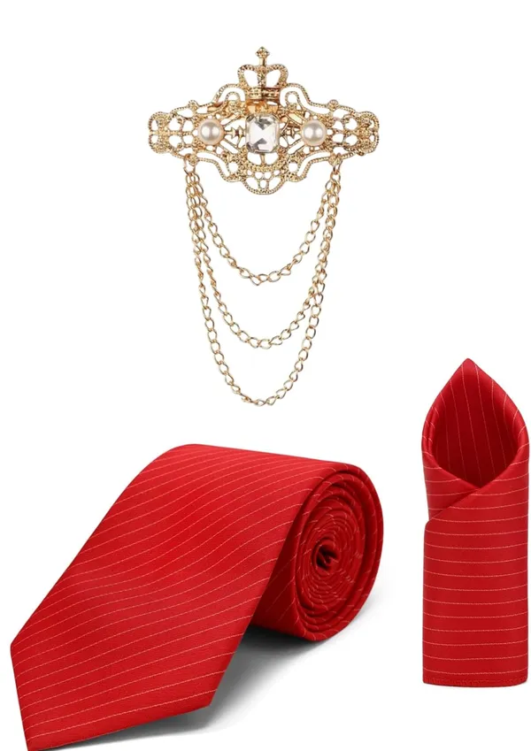 Necktie_For_Men_Complete_Style_Set_�_Includes_1_premium_satin_necktie,_1_matching_pocket_square,_and_1_elegant_crown_brooch_with_chain.
