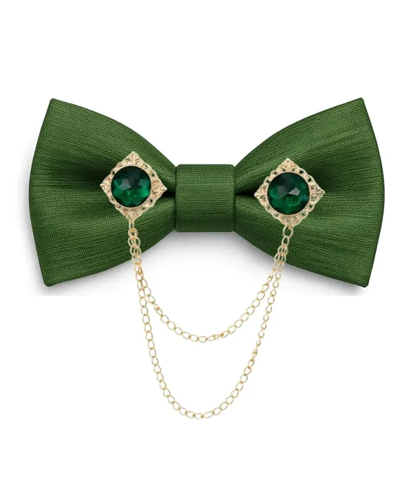 Men's_Premium_Satin_Bow_Tie_with_Royal_Gemstone_Brooch_�_12_Colors_Elegant_Combo_for_Party,_Wedding_&_Formal