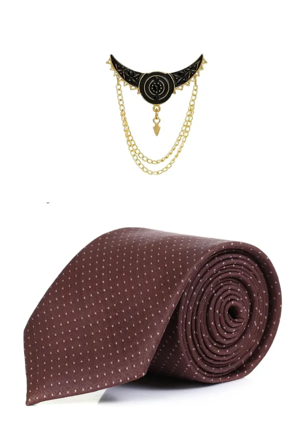Premium_Men_Necktie_with_Brooch_|_Black_Dotted_Silk_Tie_for_Wedding,_Party_&_Office_Wear_|_9_Elegant_Colors