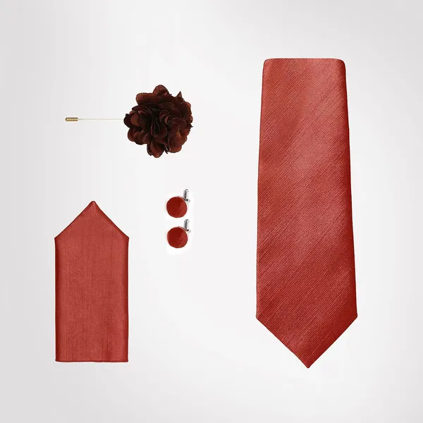 Necktie_Set_For_Men_Complete_Gift_Set_�_Includes_1_Necktie,_1_Pocket_Square,_1_Pair_of_Cufflinks_&_1_Brooch_�_all_in_matching_color.