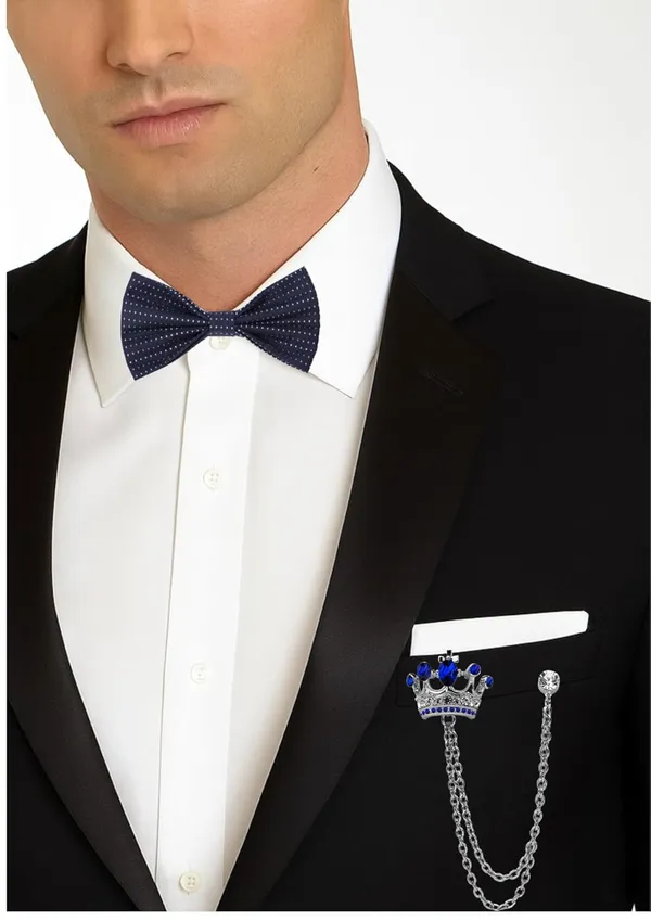 Bow_Tie_For_Men_&_Women_With_Stylish_Double_Chain_Brooch_(Pack_of_2)