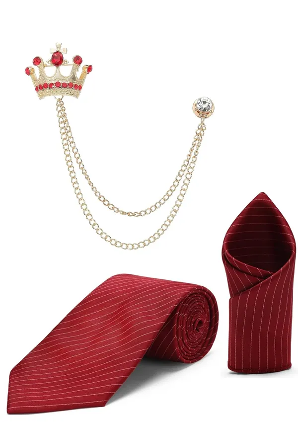 Men_Necktie,_Pocket_Square_&_Brooch_Combo_Set_Wedding,_Party_&_Formal_Wear_�_Available_in_7_Colors