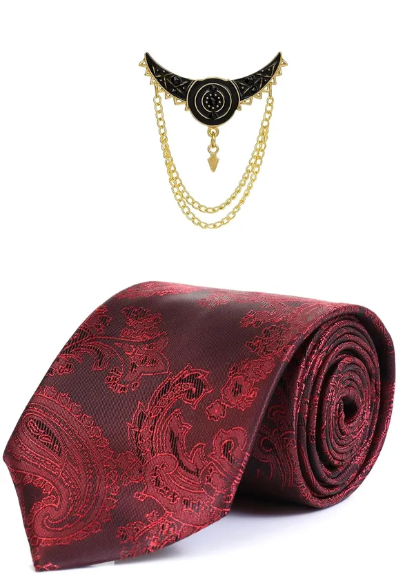 Premium_Men_Necktie_with_Brooch_|_Elegant_Paisley_Design_Silk_Tie_for_Wedding_&_formal_set