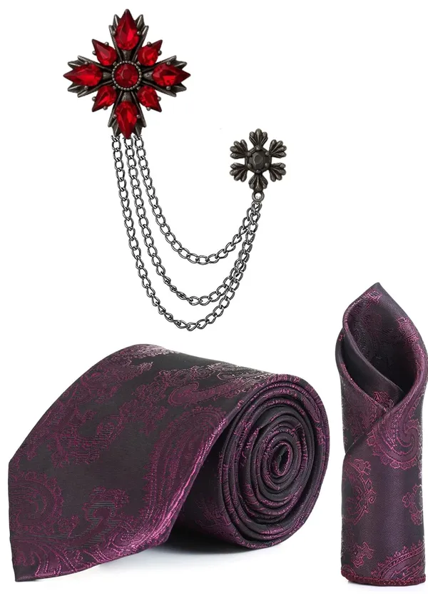 necktie_For_Men_Complete_Combo_Set_�_Stylish_necktie,_matching_pocket_square_&_premium_brooch_included.