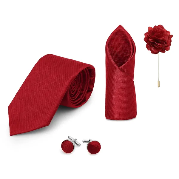Necktie_Set_For_Men_Complete_Gift_Set_�_Includes_1_Necktie,_1_Pocket_Square,_1_Pair_of_Cufflinks_&_1_Brooch_�_all_in_matching_color.