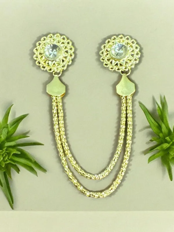 Voxon_Crown_Long_Chain_Brooch,_Crystal_Tassel_Brooch_Pin,Retro_Suit_Lapel_Pins_Collar_Pin,Coat_Tassel_Chain_Lapel_Pins_for_Men's_Suit_Accessories_(Big_size_Brooch)_(Gold)