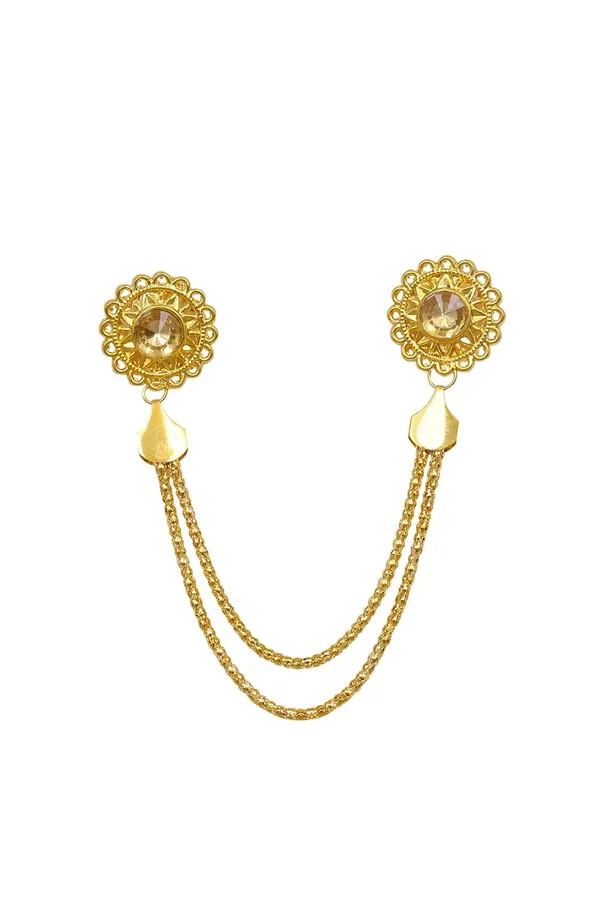 Voxon_Crown_Long_Chain_Brooch,_Crystal_Tassel_Brooch_Pin,Retro_Suit_Lapel_Pins_Collar_Pin,Coat_Tassel_Chain_Lapel_Pins_for_Men's_Suit_Accessories_(Big_size_Brooch)_(Gold)