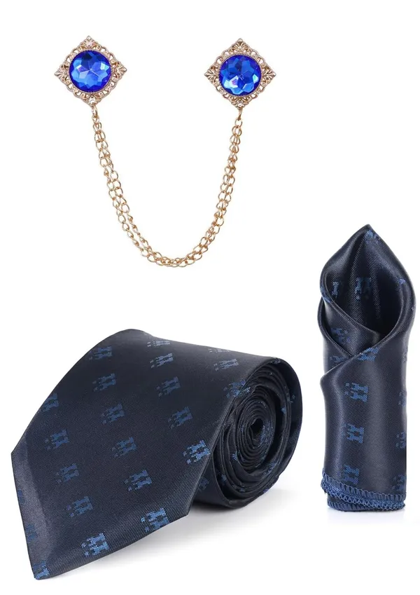 Necktie_For_men_With_Double_Chain_Stylish_brooch_&_Pocket_Square_Gifted_Set