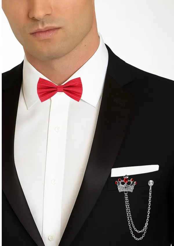 Bow_Tie_For_Men_&_Women_With_Stylish_Double_Chain_Brooch_(Pack_of_2)