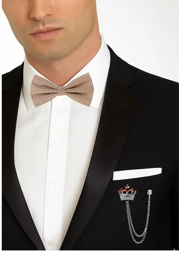 Bow_Tie_For_Men_&_Women_With_Stylish_Double_Chain_Brooch_(Pack_of_2)