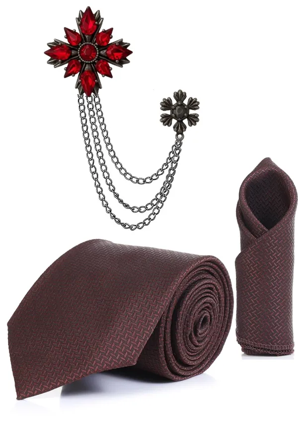 Necktie_For_Men_Complete_Combo_Set_�_Stylish_necktie,_matching_pocket_square_&_premium_brooch_included.Micro_fiber