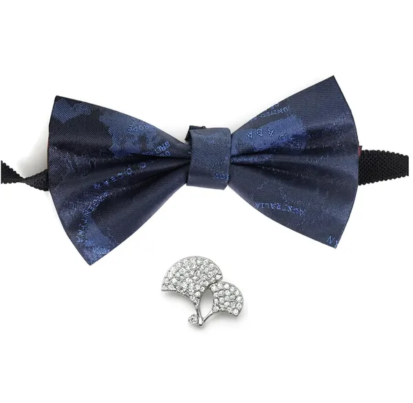 Bow_Tie_With_Brooch_Set_For_Men_World_Map_Self-Design_Fabric_Pack_of_2_Elegant_12_Colors