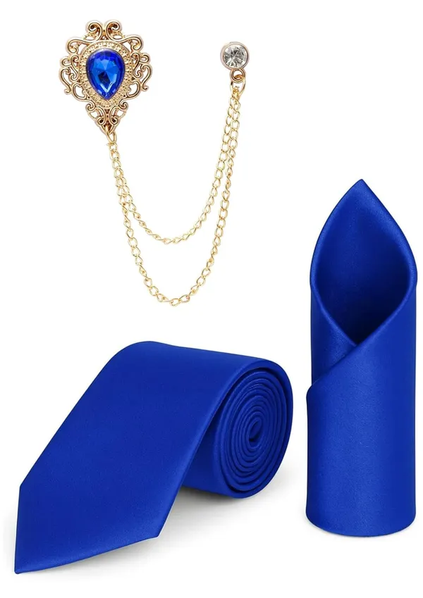 Men_Premium_Satin_Tie,_Pocket_Square_&_Brooch_Combo_Set_Party_&_Formal_Wear_�_Available_in_9_Colors