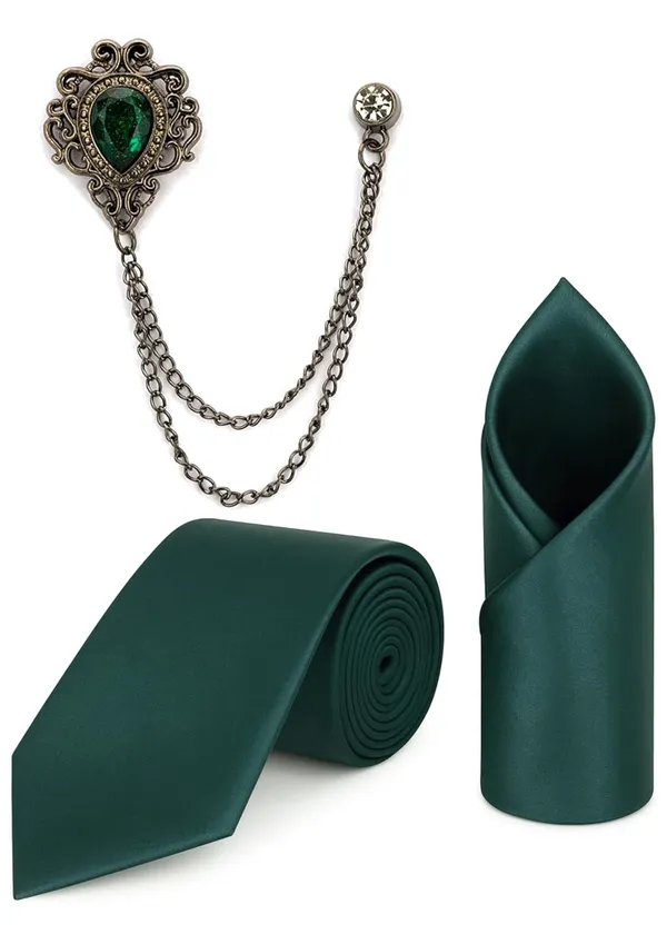 Men_Premium_Satin_Tie,_Pocket_Square_&_Brooch_Combo_Set_Party_&_Formal_Wear_�_Available_in_9_Colors