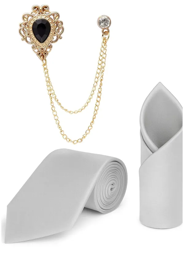 Men_Premium_Satin_Tie,_Pocket_Square_&_Brooch_Combo_Set_Party_&_Formal_Wear_�_Available_in_9_Colors