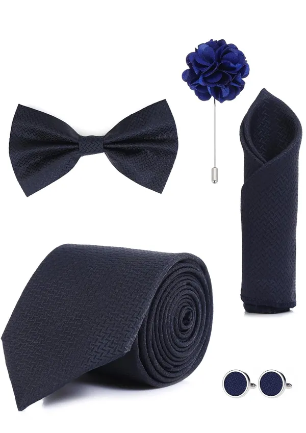 5-in-1_Premium_Men_Accessory_Set_(9_Colors_Combo)_|_Necktie,_Bow_Tie,_Pocket_Square,_Cufflinks_&_Lapel_Pin_|_Formal_Wedding_&_Party_Gift_Set_for_Men