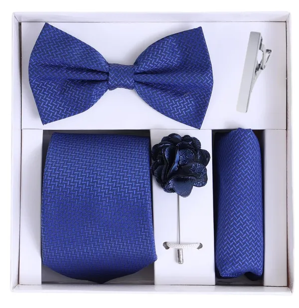 5-in-1_Premium_Formal_Combo_Set_for_Men_|_Necktie,_Bow_Tie,_Pocket_Square,_Lapel_Pin_&_Tie_Clip_|_Maroon_Patterned_Design_|_Wedding_&_Office_Gift_Set
