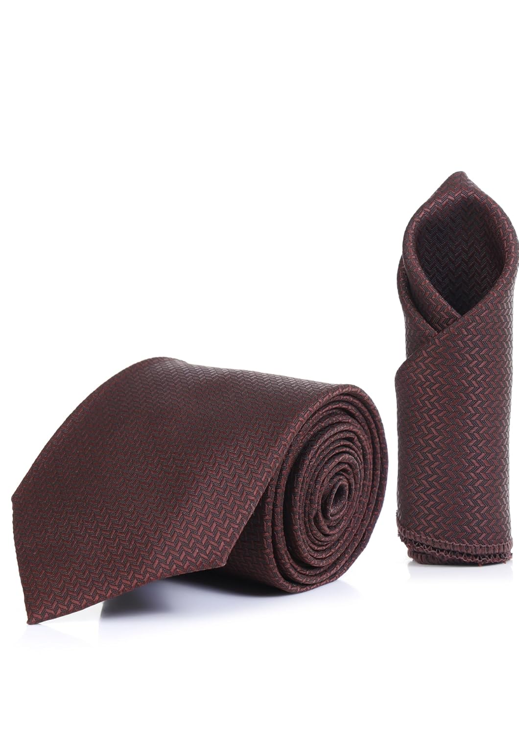 5-in-1_Premium_Formal_Combo_Set_for_Men_|_Necktie,_Bow_Tie,_Pocket_Square,_Lapel_Pin_&_Tie_Clip_|_Maroon_Patterned_Design_|_Wedding_&_Office_Gift_Set
