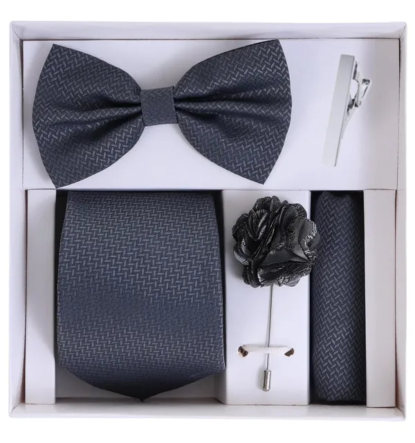 5-in-1_Premium_Formal_Combo_Set_for_Men_|_Necktie,_Bow_Tie,_Pocket_Square,_Lapel_Pin_&_Tie_Clip_|_Maroon_Patterned_Design_|_Wedding_&_Office_Gift_Set