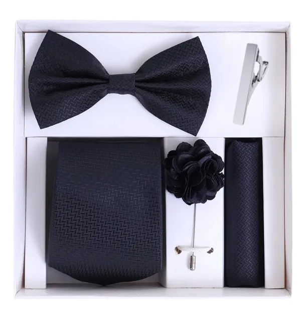 5-in-1_Premium_Formal_Combo_Set_for_Men_|_Necktie,_Bow_Tie,_Pocket_Square,_Lapel_Pin_&_Tie_Clip_|_Maroon_Patterned_Design_|_Wedding_&_Office_Gift_Set