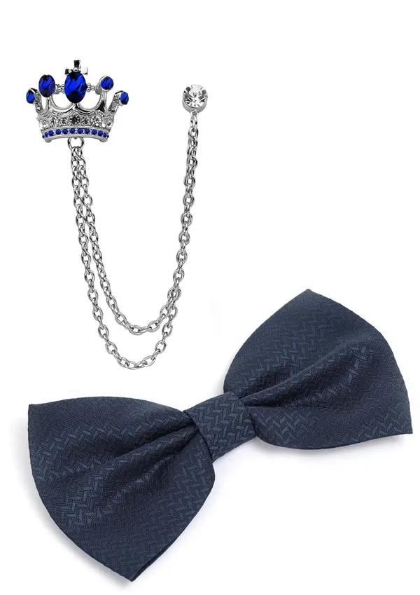 Men_Luxury_Bow_Tie_with_Royal_Crown_Brooch_&_Dual_Chain_|_Adjustable_Pre-Tied_Satin_Bow_Tie